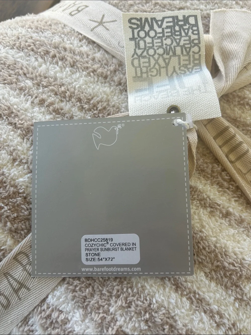 Barefoot Dreams Throw Blanket covered in prayer sunburst NWT